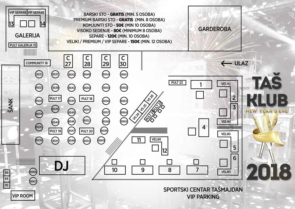 Docek Nove godine Beograd 2018 Tas Klub mapa