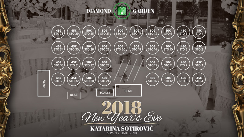 Docek Nove godine 2018 Restoran Diamond Garden